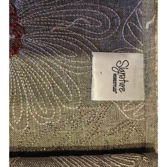 Holiday Table Runner Signature Homestyle 52" x 16" Linen Sparkle Embroidery - Picture 6 of 9